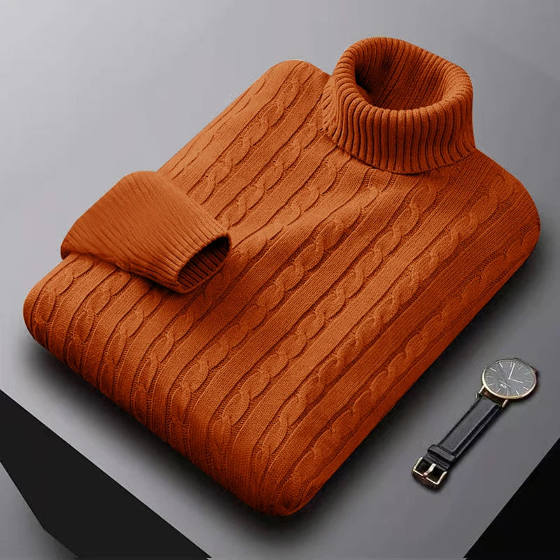 Men’s Classic High Neck Sweater – Warm Knitted Turtleneck Pullover