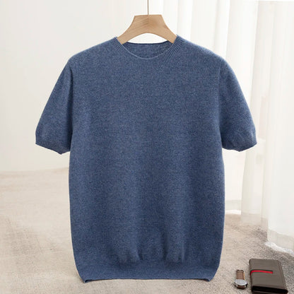 Men’s 100% Merino Wool O-Neck Short Sleeve Sweater –  Collection