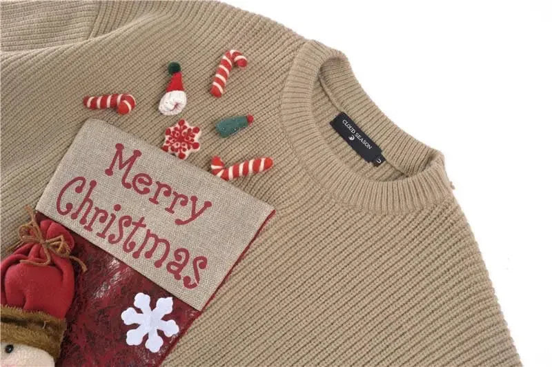 2026 Christmas Embroidery Loose Sweet Simple Jumper Pullover 3D Flower Knit Heavy Knitted Korea Goth New Feminine Tops Sweaters