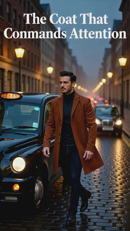 Men’s Woolen Overcoat – Elegant Long Trench Coat for Autumn & Winter